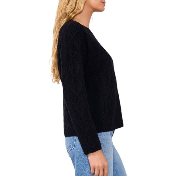 Vince Camuto Women's Cable Sweater Black Soot  Size Small - Picture 2 of 8